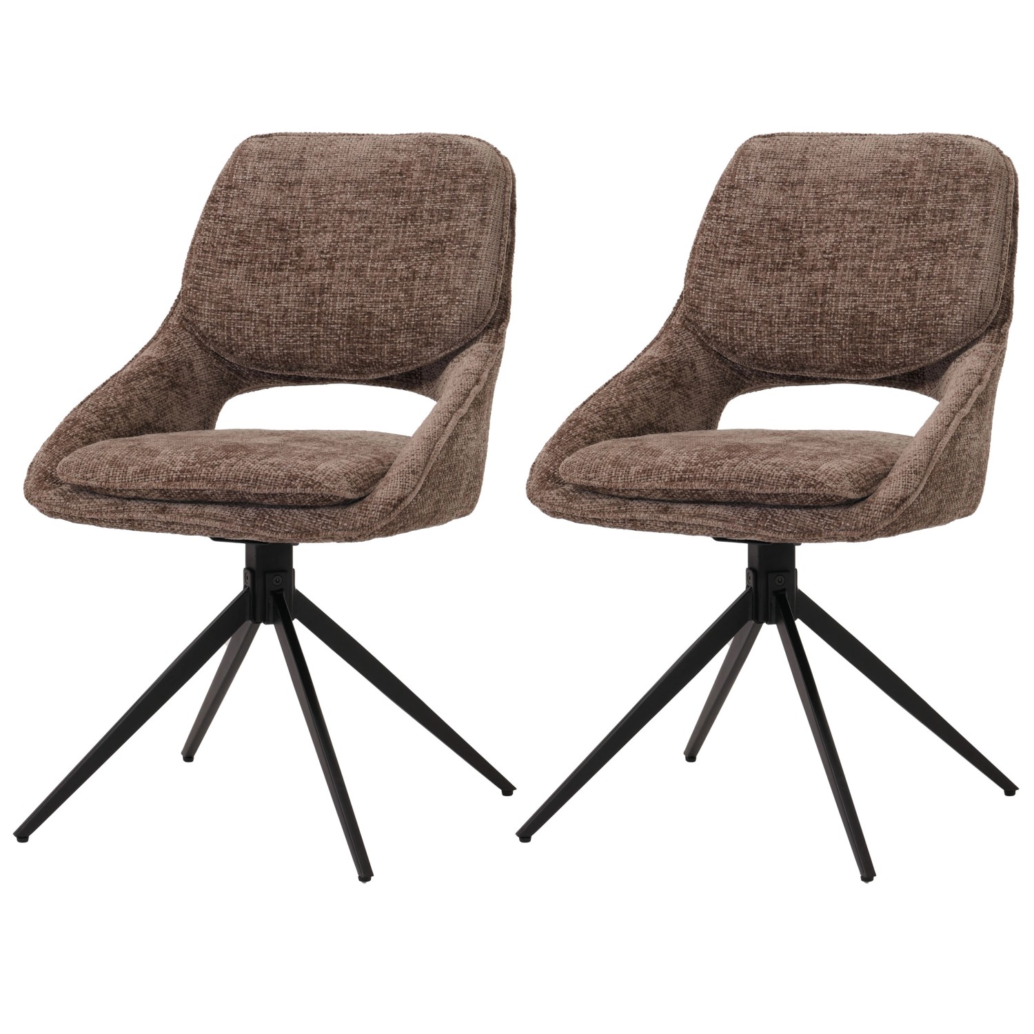 MCW Esszimmerstuhl N73 2er-Set Stoff/Textil Chenille 490g/m² Braun günstig online kaufen