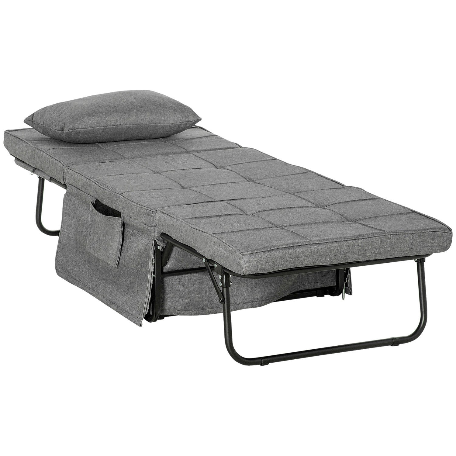 HOMCOM 4-in-1 Klappbett mit 8 cm Matratze 5-Stufen Grau 188 x 75 x 38 cm günstig online kaufen