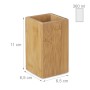 Quadratischer Zahnputzbecher aus Bambus, naturfarben, 11 cm hoch.