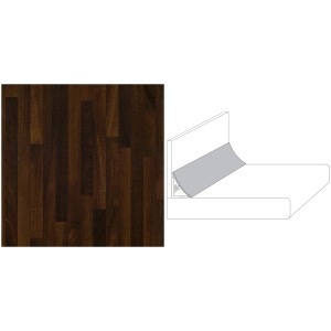 Wandabschlussleiste Plus Noce, 59x3 cm für Arbeitsplatten, Dekoransicht und Schema