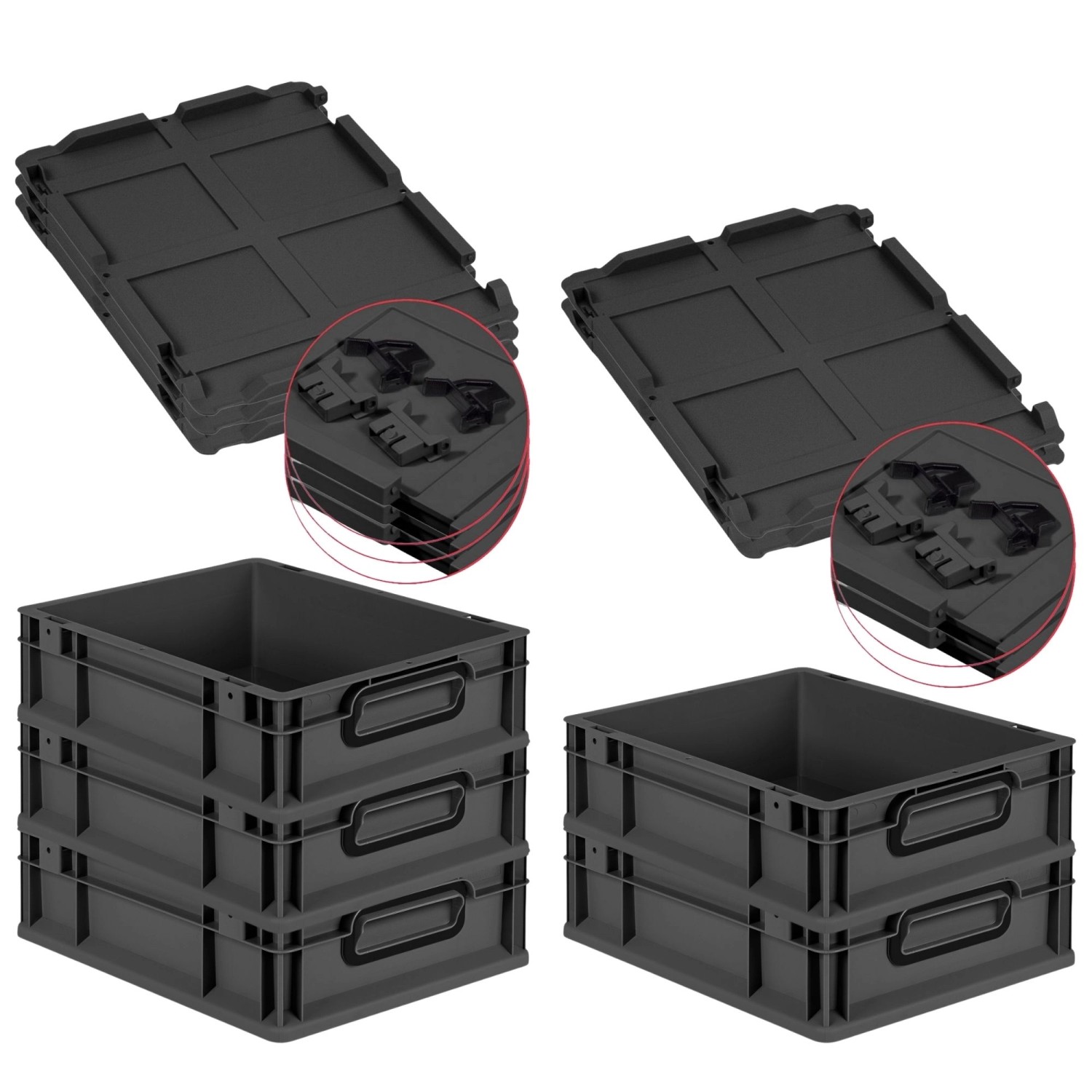 PROREGAL SuperSparSet 5x Eurobox Nextgen Color Mit Scharnierdeckel HxBxT 12 günstig online kaufen