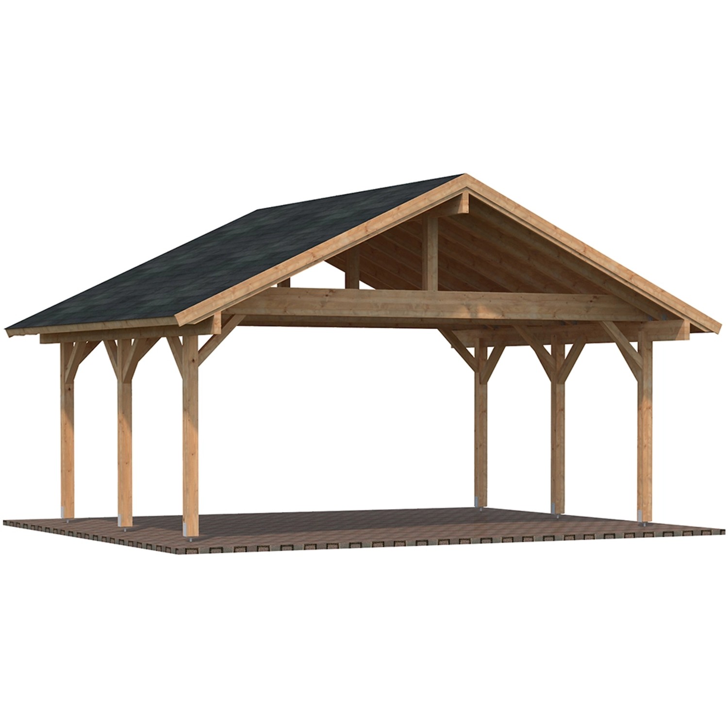 Palmako Doppelcarport Robert Holz Tauchgrundiert Braun 555 cm x 372 cm