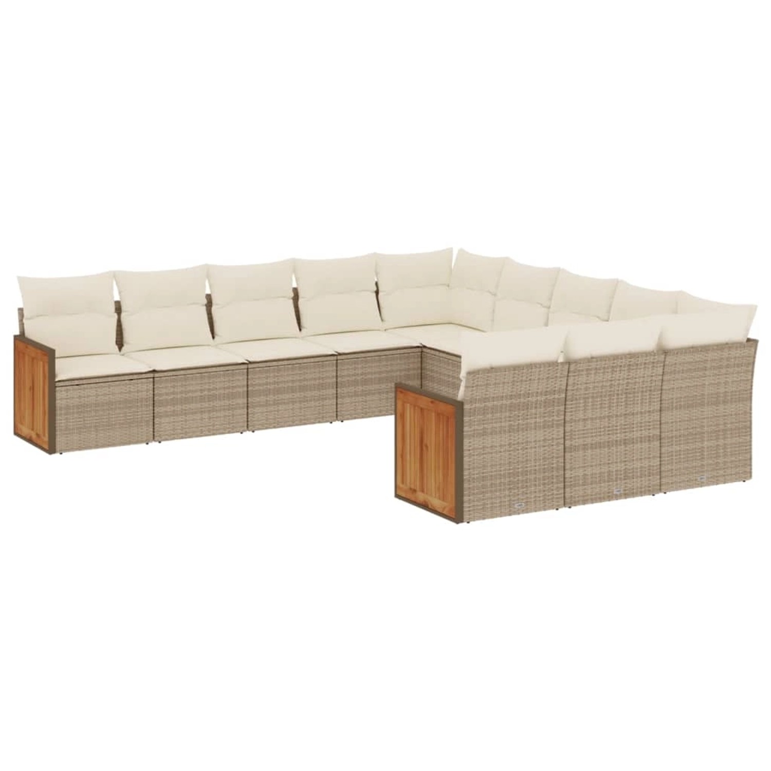 vidaXL 11-Tlg Garten-Sofagarnitur mit Kissen Beige Poly Rattan 3260511