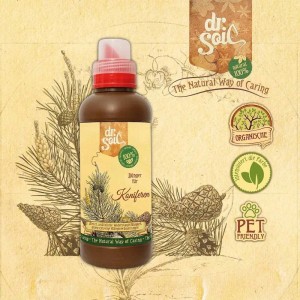 Dr.Soil Koniferen Flüssigdünger, 1 Liter Flasche. Organischer Gartendünger für gesunde Koniferen.
