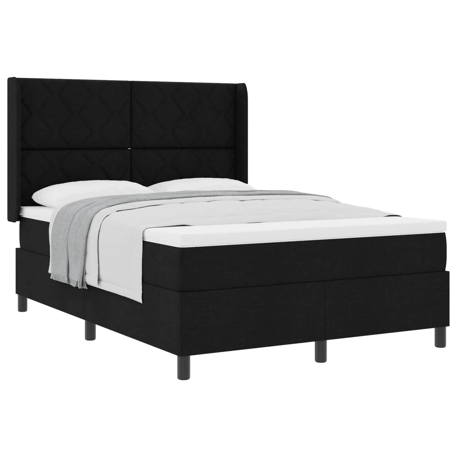 vidaXL Boxspringbett mit Matratze Schwarz 160 x 200 cm Stoff 3341716