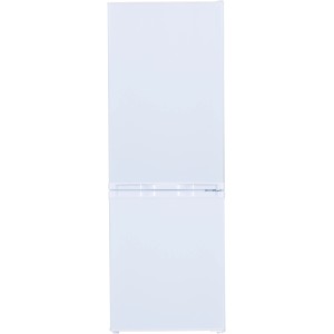 Weiße PKM Kühl-Gefrierkombination KG151-3 mit LED-Beleuchtung für Single-Haushalte.