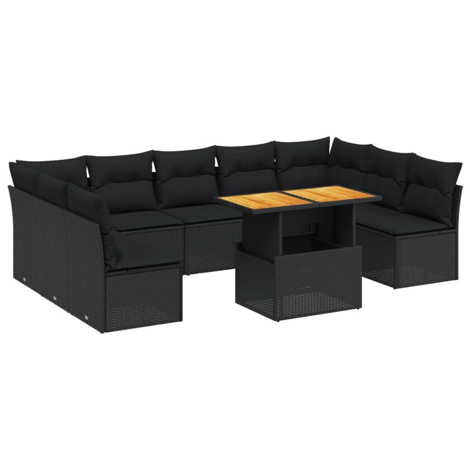 vidaXL 10-Tlg Garten-Sofagarnitur mit Kissen Schwarz Poly Rattan 3271454 günstig online kaufen