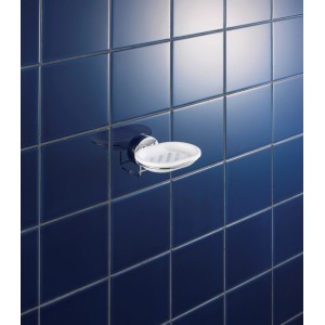 Wenko Milazzo Seifenablage, Chrom/Weiß, Wandmontage mit Vacuum-Loc System.