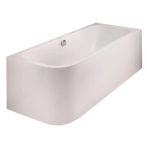 Ottofond Spirit Eckbadewanne, 180x80 cm, Weiß, Links. Raumspar-Badewanne mit verchromter Ab- und Überlaufgarnitur.