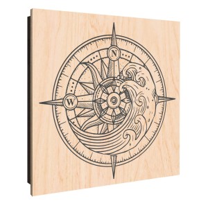 Schwarzer Banjado Schlüsselkasten aus Holz (30x30cm) mit Kompass Motiv und 50 Haken.