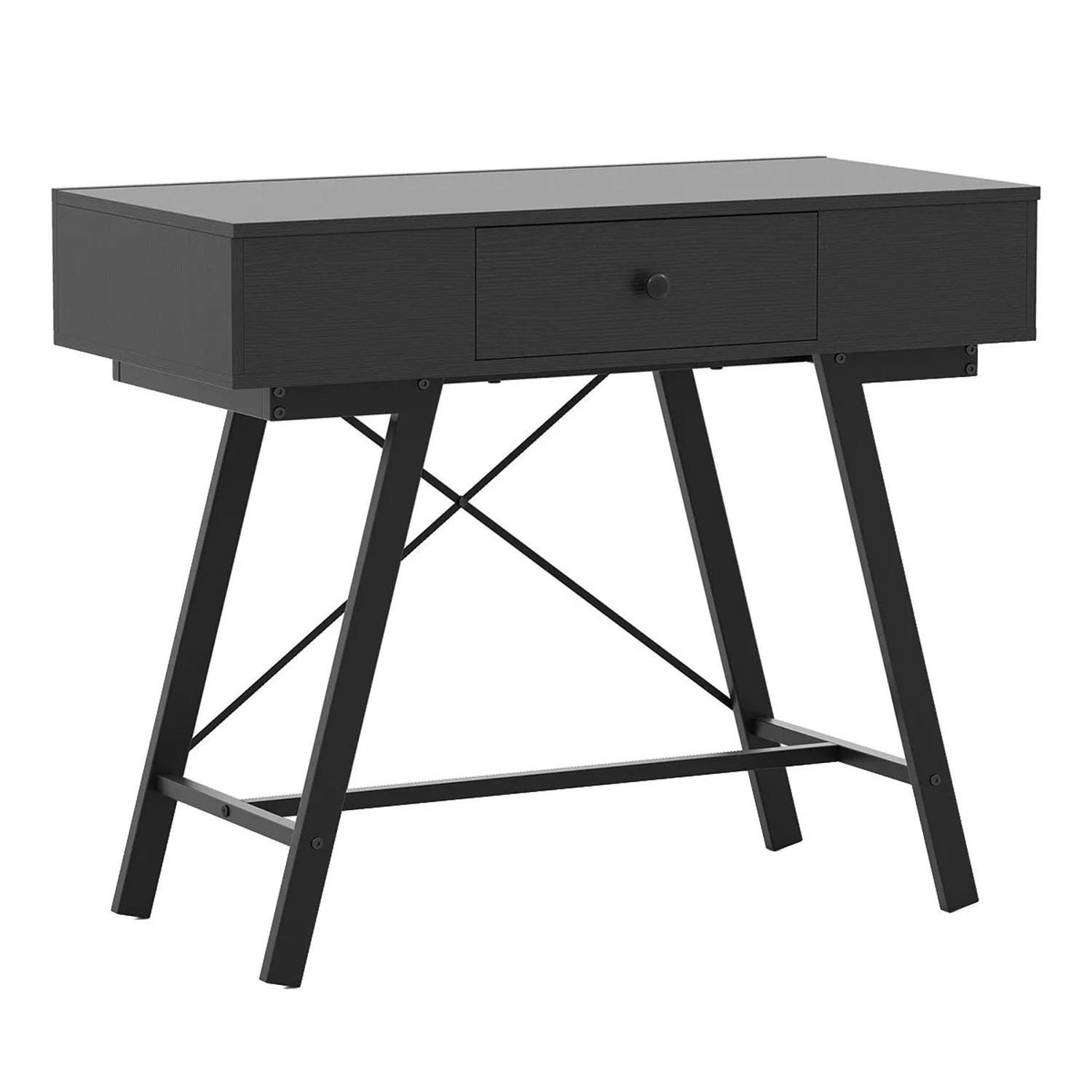 Costway Schminktisch Rustikal mit Ladestation 6 Fächern Schwarz günstig online kaufen