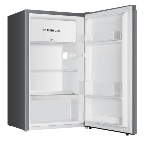 Offener PKM Kühlschrank KS93ESI in Silber, Innenansicht mit Fächern und Fresh Zone.
