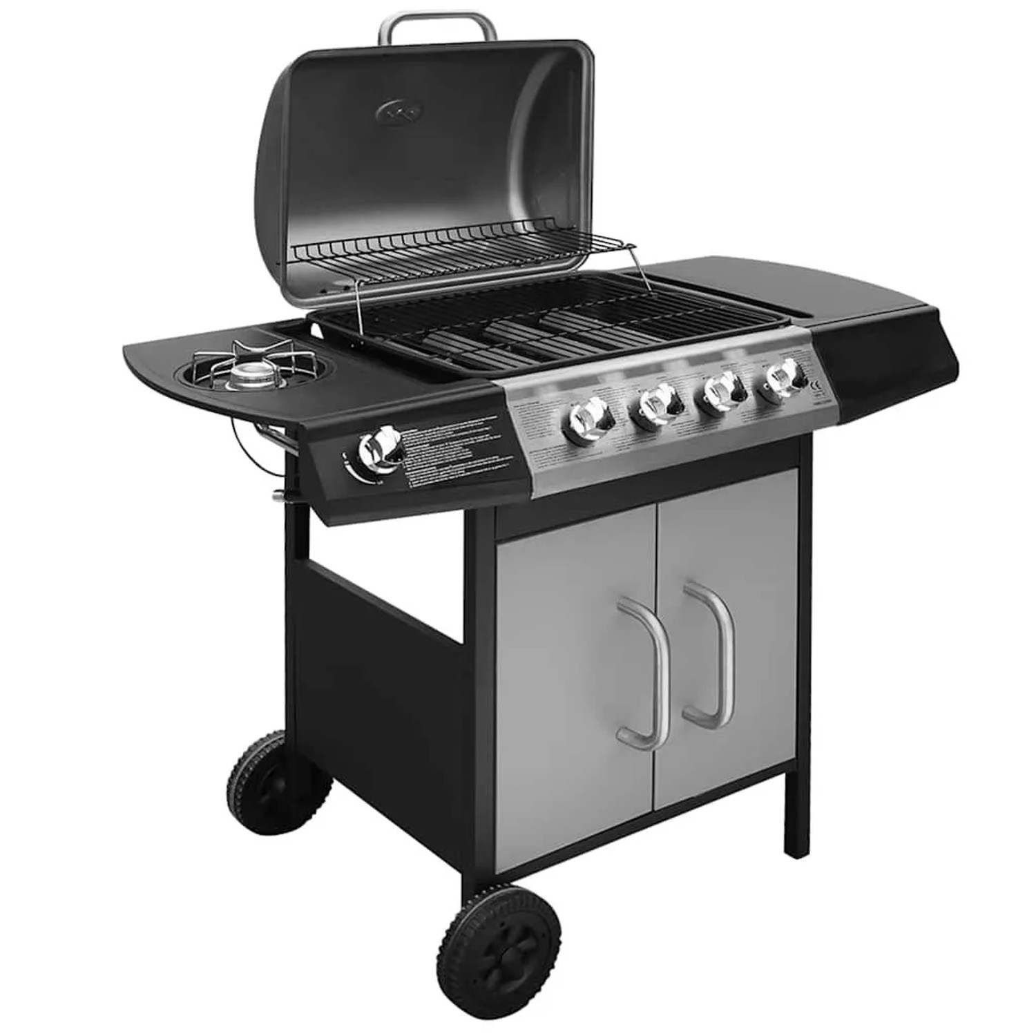 vidaXL Gasgrill Flammen Schwarz und Silbern 41900