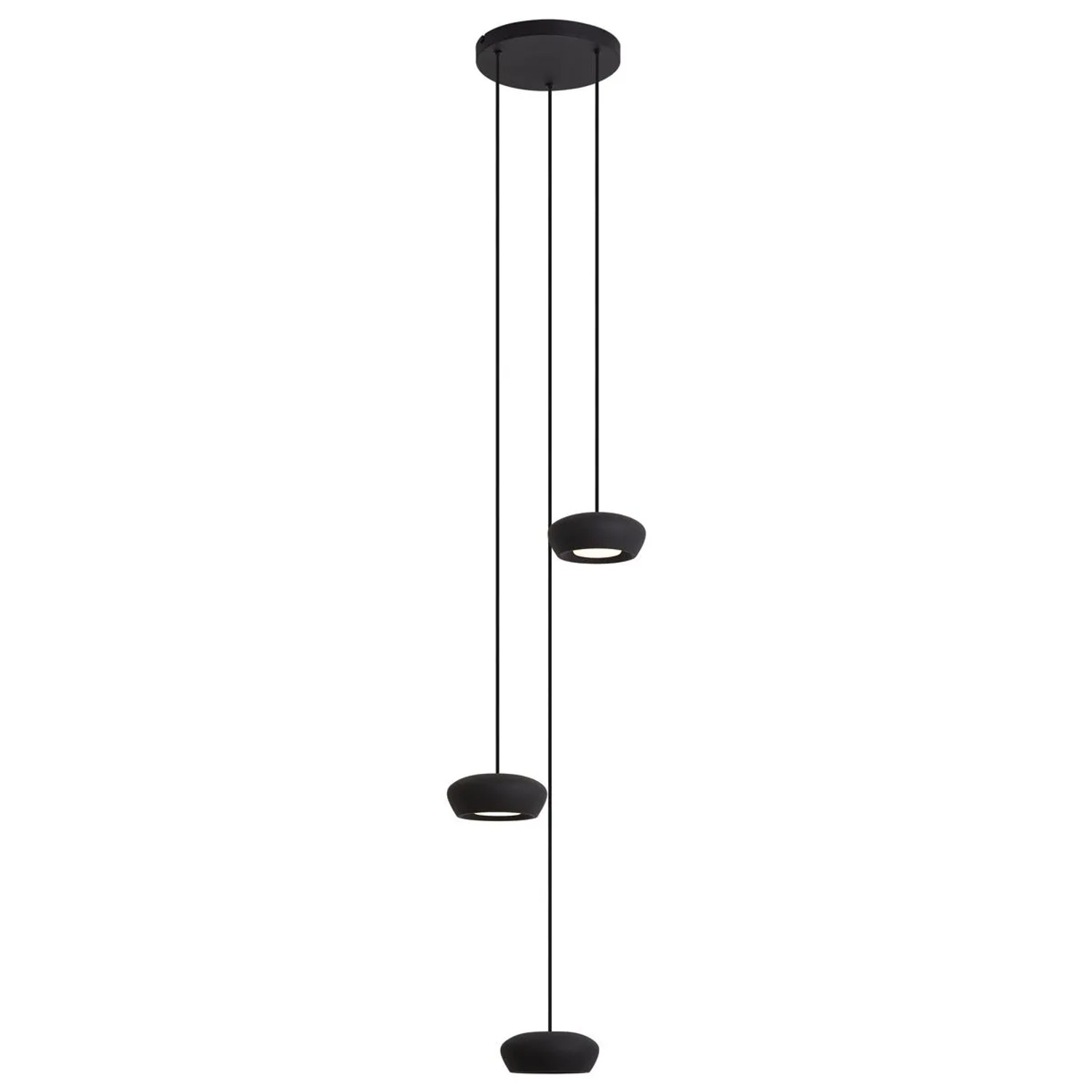 QAZQA Moderne Schwarze 3 Flammige Pendelleuchte mit Rundem Schirm ConcerTo