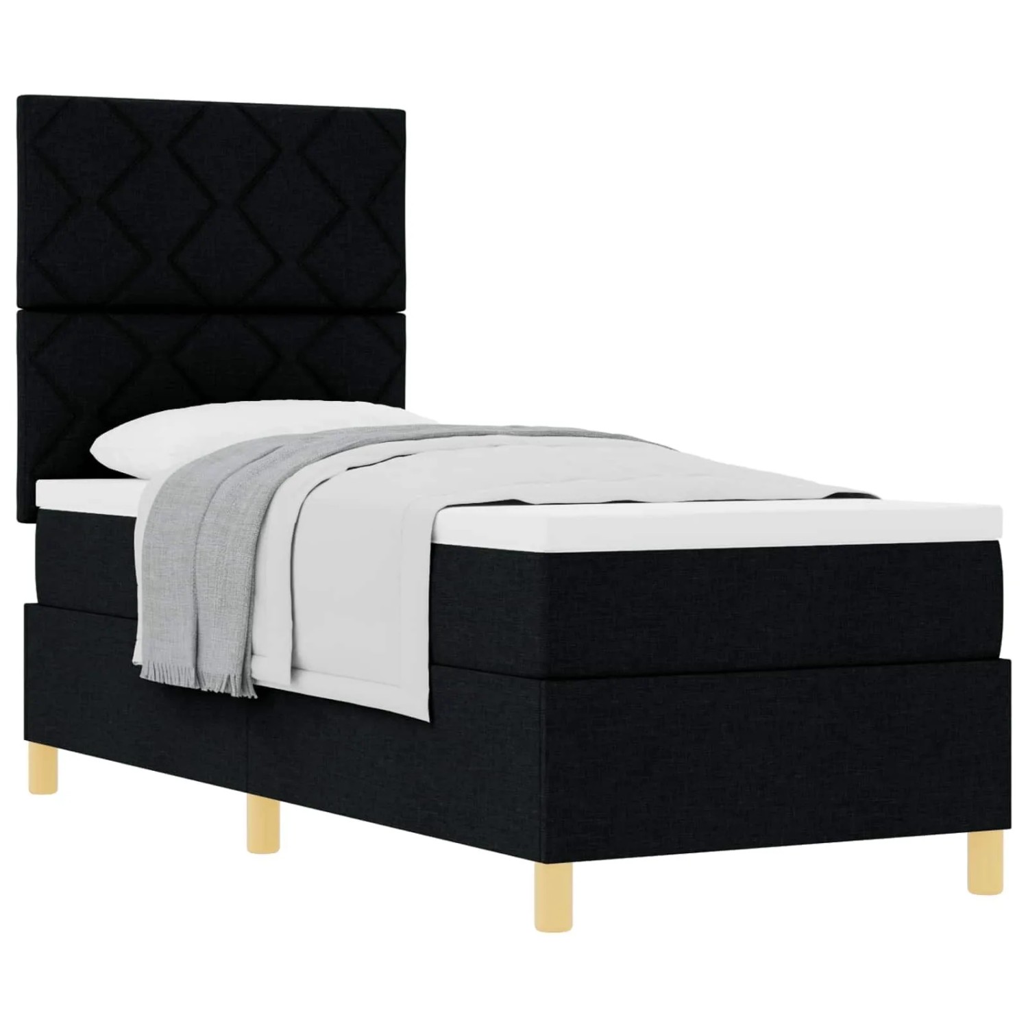 vidaXL Boxspringbett mit Matratze Schwarz 80 x 200 cm Stoff 3339653