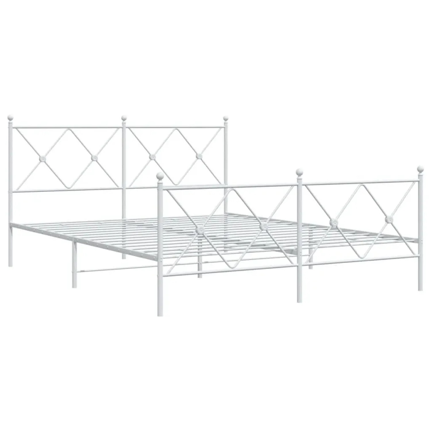 vidaXL Bettgestell mit Kopf- und Fußteil Metall Weiß 150x200 cm 376571