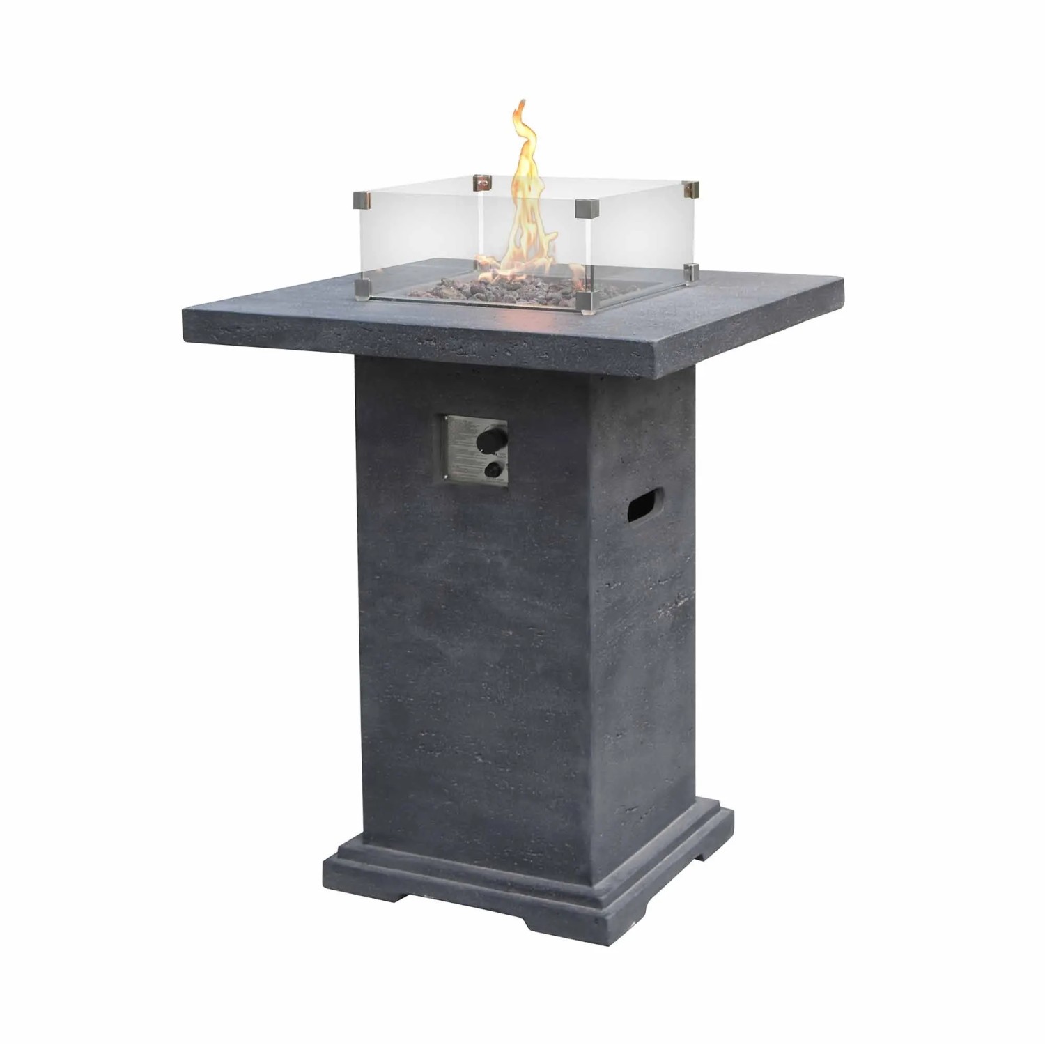 Elementi Gasfeuerstelle Montreal in Beton-Optik Dunkelgrau aus Faserbeton