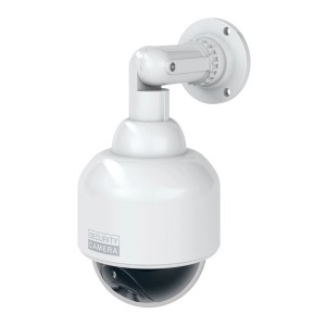 Weiße Kamera-Attrappe mit Blinklicht zur Abschreckung, Sicherheitstechnik für Innen & Außen.