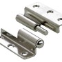 Gekröpftes Hettich Möbelband, 50x40 mm, links, vernickelt, für gefalzte Türen.