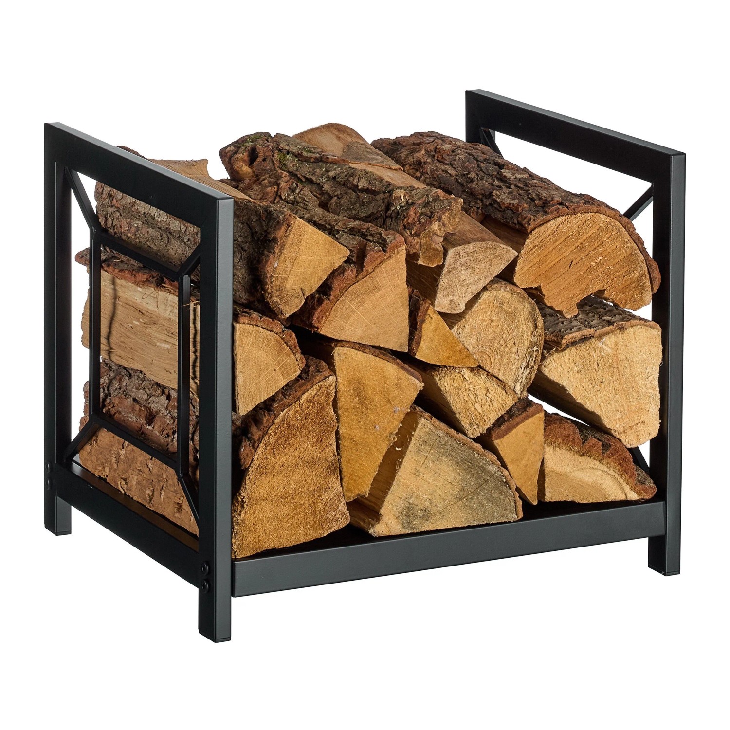 Relaxdays Kaminholzregal Eisen Schwarz Platzsparend 36 cm x 43 cm x 35,5 cm 3 kg