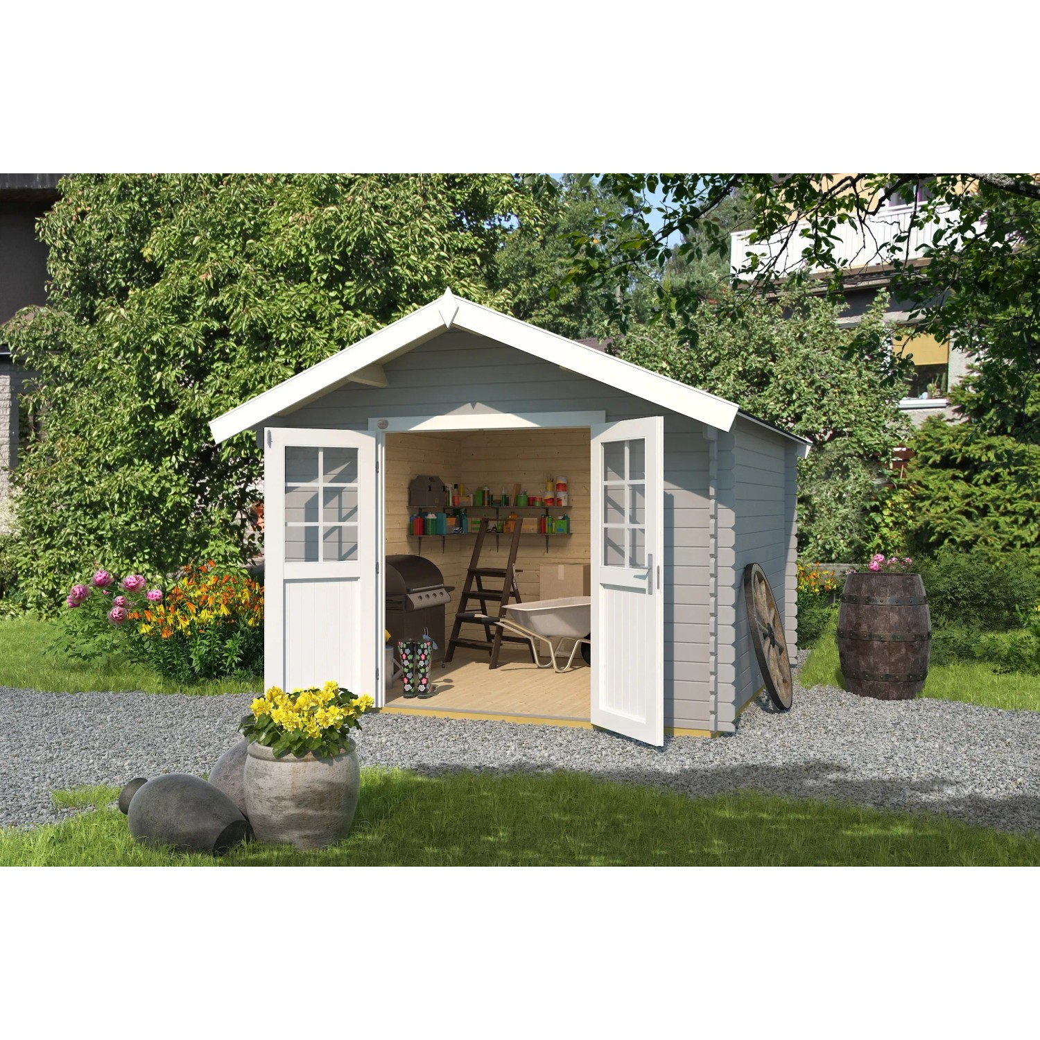 Weka Holz-Gartenhaus Gartenhaus 209 Satteldach Lackiert 360 cm