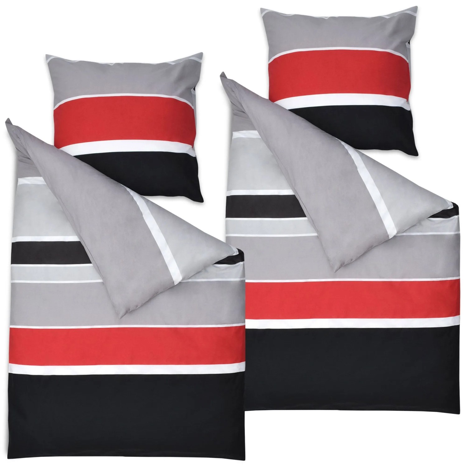 Beautissu Delia Bettbezug 155x220cm + Kissenbezug 80x80cm Gestreift Renforc günstig online kaufen