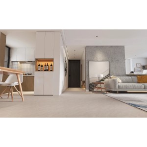 Heller Wohnraum mit Check One Click-Vinylboden Bern Botticino.