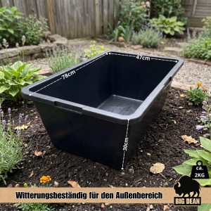 BigDean 3 Stück Mörtelwanne 80 Liter 78 x 47 x 30 cm Eckig Made In Europe Stabil Pflanztopf Miniteich