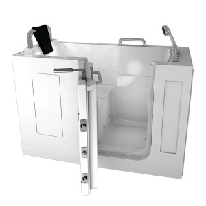 AquaVapore Sitzbadewanne mit Tür, 140x76cm, links. Whirlpool-Funktion und komfortabler Einstieg.