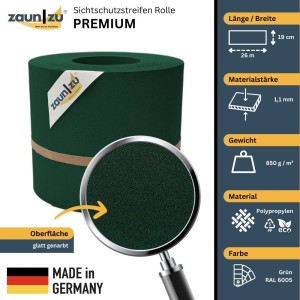 Grüne zaunzu Sichtschutz Premium Rolle, 26m für Doppelstabmattenzaun. Zubehör für Zaunbau.