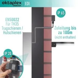 Oktaplex Edi Dämmerungsschalter mit externem Sensor für Hutschiene. Lichtsensor für DIN-Schiene.