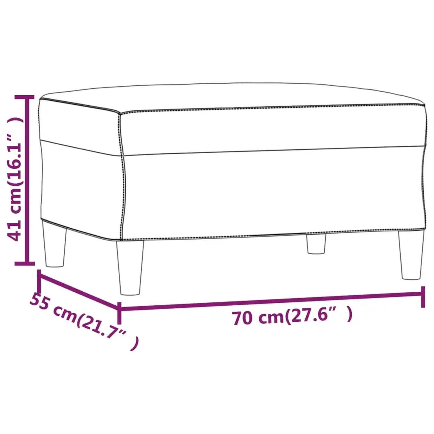 vidaXL Hocker, taupefarbener Stoff, 70x55x41 cm, Modell 3. Fußhocker für Wohnzimmer und mehr.