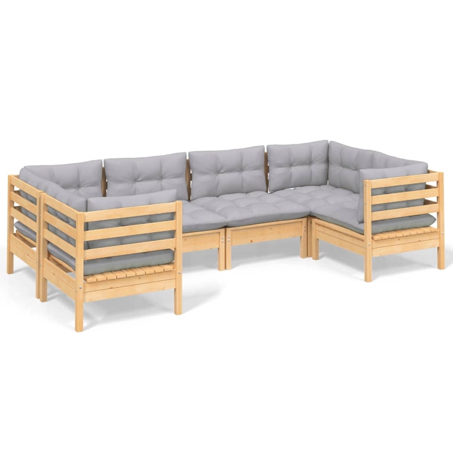 vidaXL 6-Tlg Garten-Lounge-Set mit Grauen Kissen Kiefernholz 3097294 günstig online kaufen