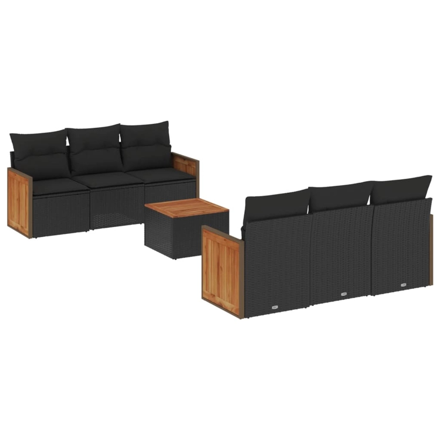 vidaXL 7-Tlg Garten-Sofagarnitur mit Kissen Schwarz Poly Rattan 3259871 günstig online kaufen