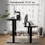 HOMAVO Elektrisch Höhenverstellbarer Schreibtisch 110x60cm mit Memory Funktion Anti Kollisions System Sitzerinnerung Schwarz_3