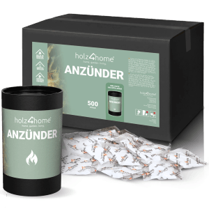 holz4home Kaminanzünder, Grillanzünder, 500 Stück im Set mit Anzündtüten und Nachfüllrohr.