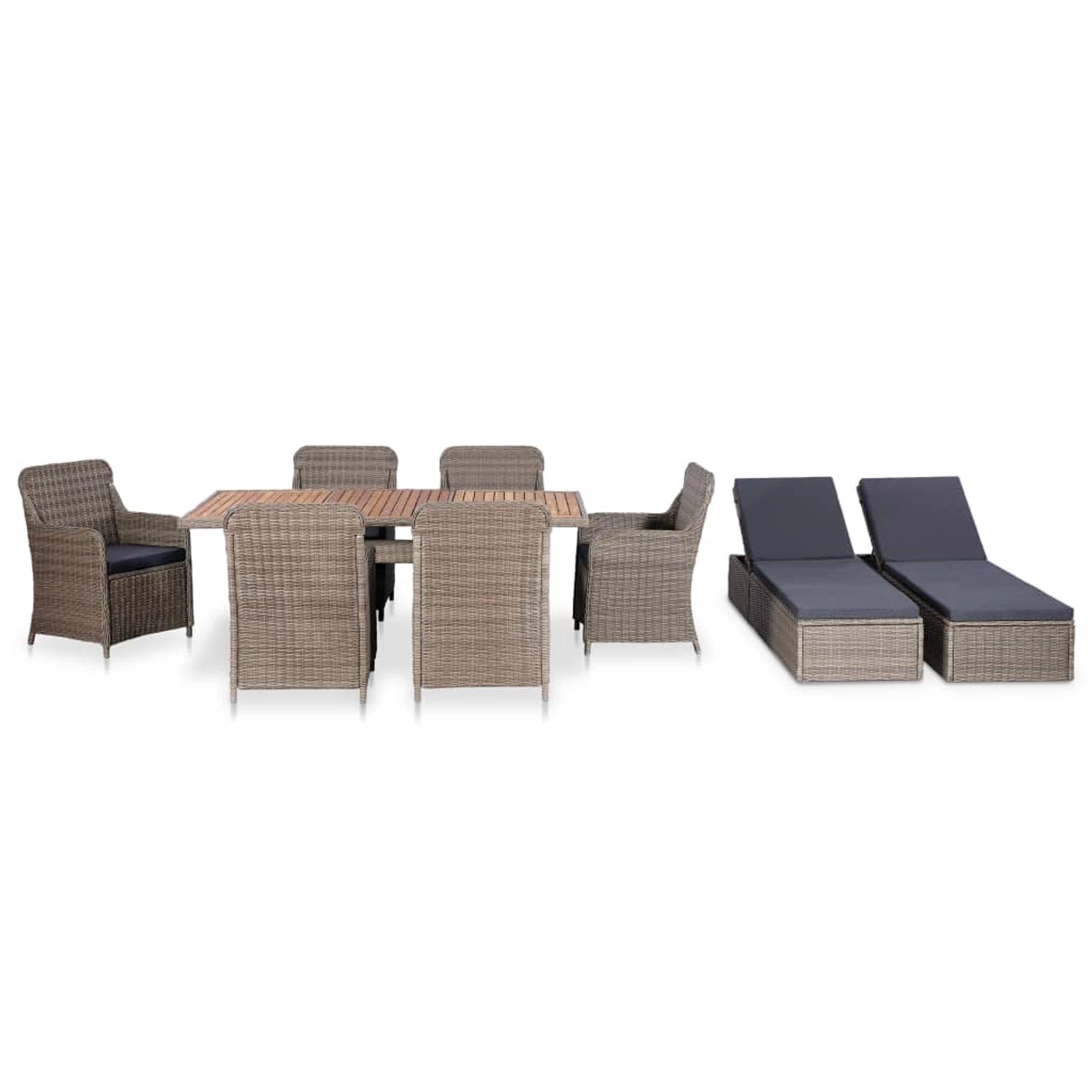 vidaXL 9-tlg Garten-Essgruppe Poly Rattan Braun Modell 3