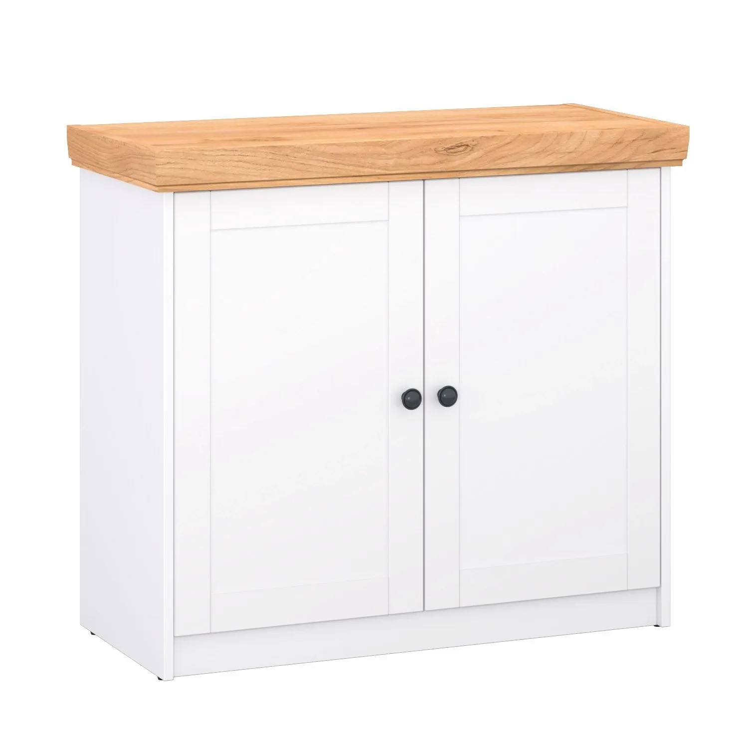 Homestyle4u Kommode Sideboard Eiche Matt Weiß Holz Massiv Schrank 92 cm 223 günstig online kaufen