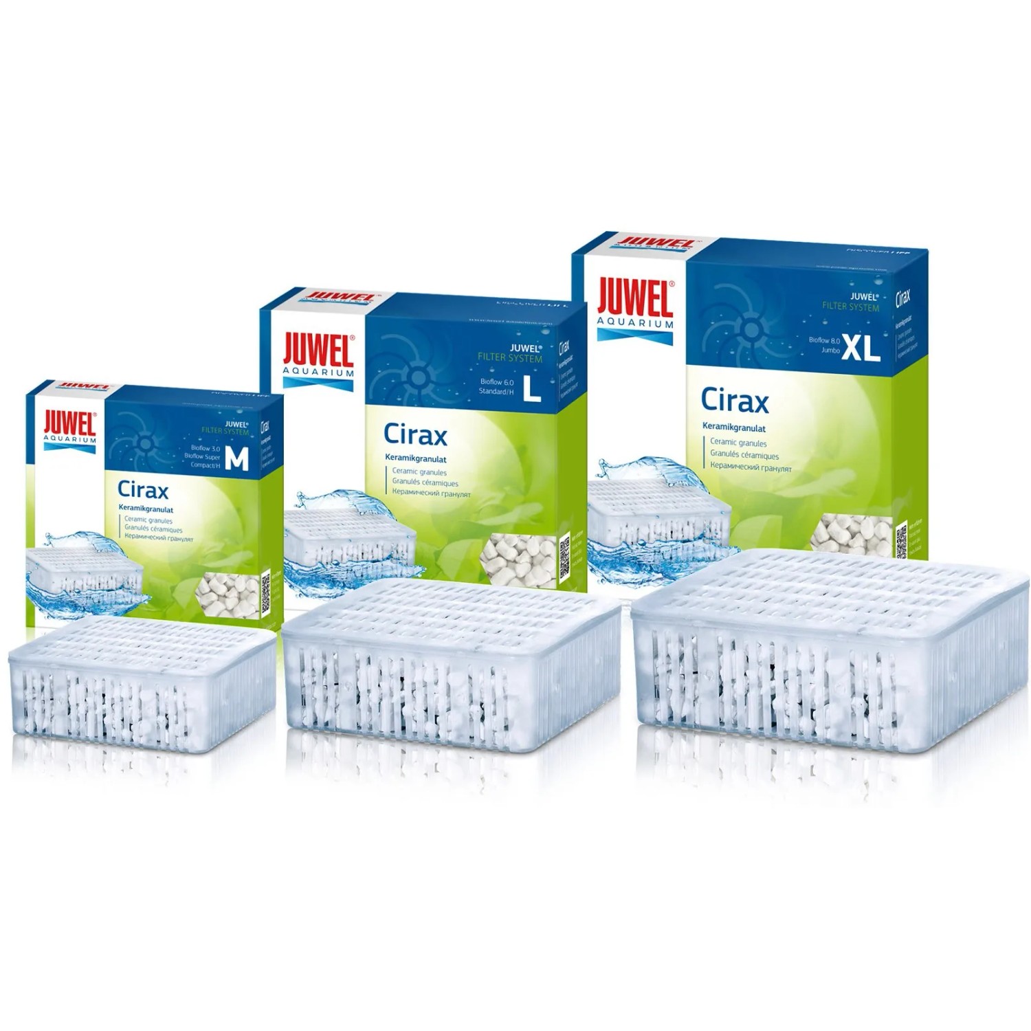 Juwel Cirax Bioflow Filtermaterial für Aquarienfilter in verschiedenen Größen (S, M, L, XL).