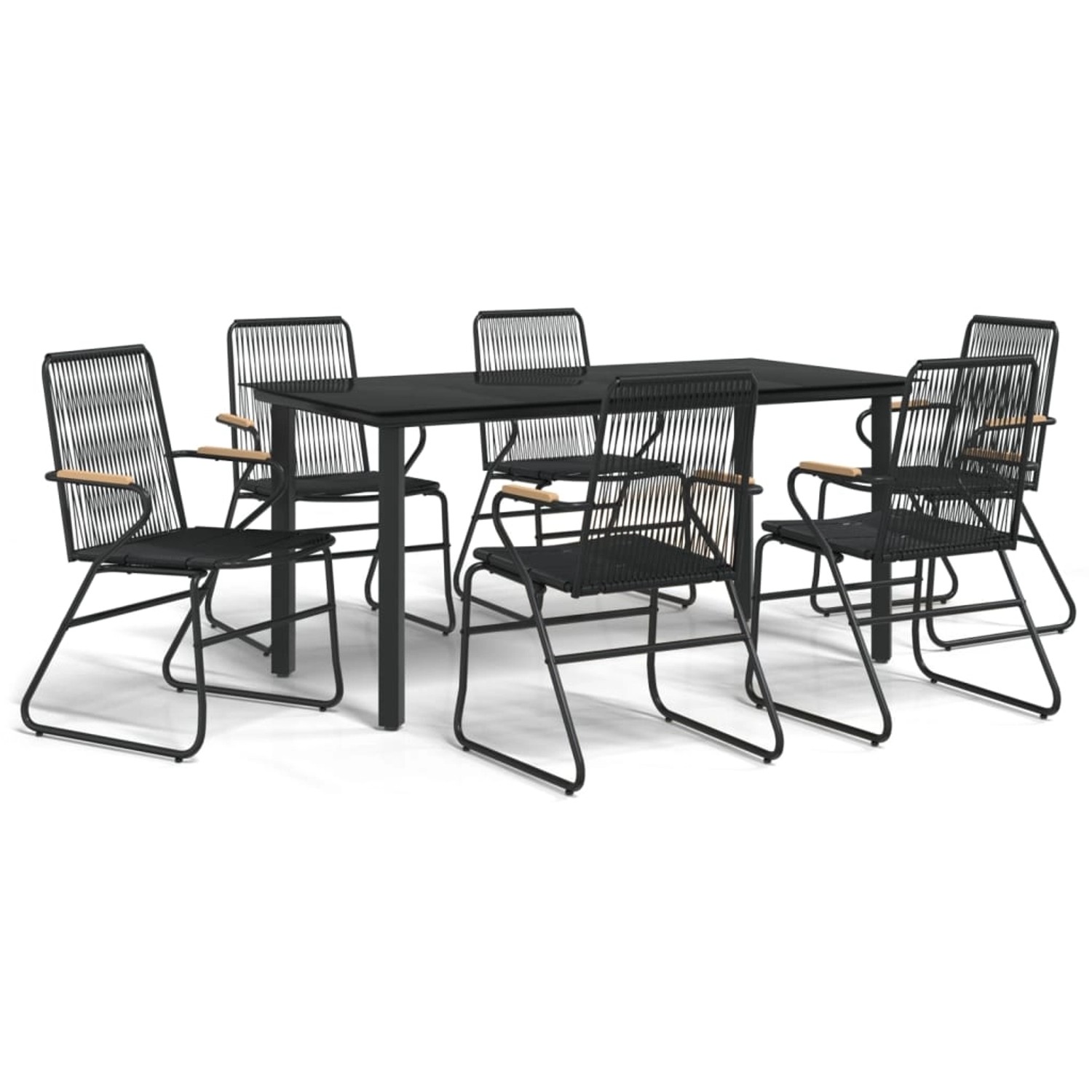 vidaXL 7-Tlg Garten-Essgruppe Schwarz PVC-Rattan 3156573