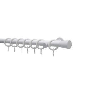 Gardinia Gardinenstangen-Set Korfu, Ø 28 mm, 160 cm, Weiß, mit Ringen und Endstücken.