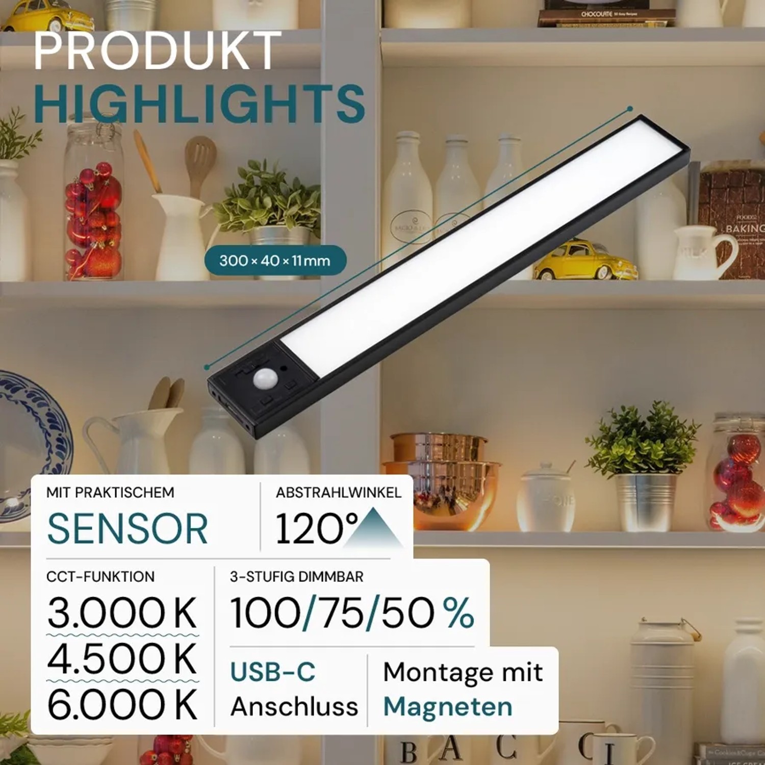 LUXULA LED Unterbauleuchte Akku 30 cm CCT Dimmbar Bewegungsmelder Magnetisch kaufen bei OBI