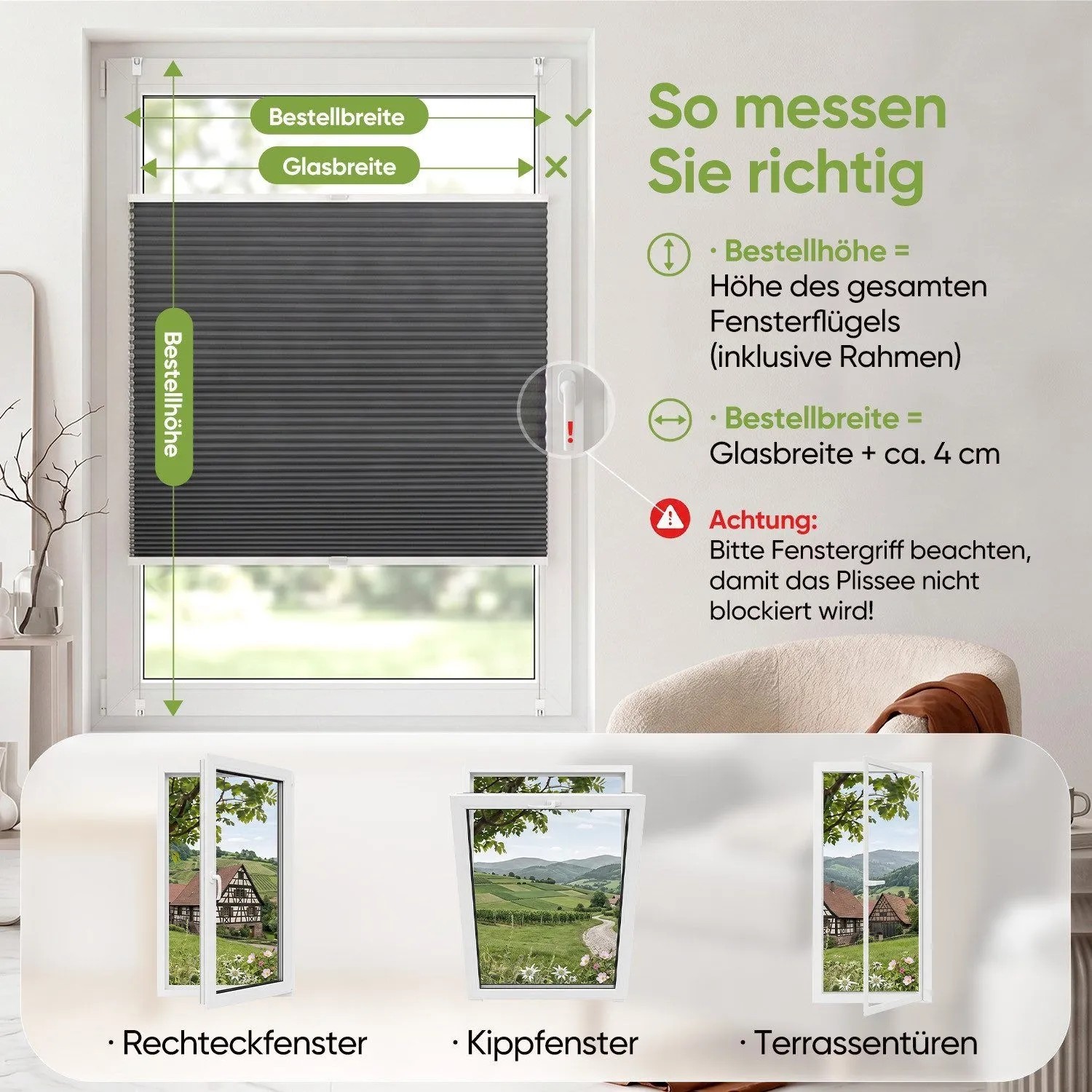 SALCAR Wabenplissee Thermo Plissee Klemmfix ohne Bohren Verspannt Verdunkelnd Blickdicht Grau 75x120cm für Fenster und Tür Sonnenschutz Hitzeschutz_7