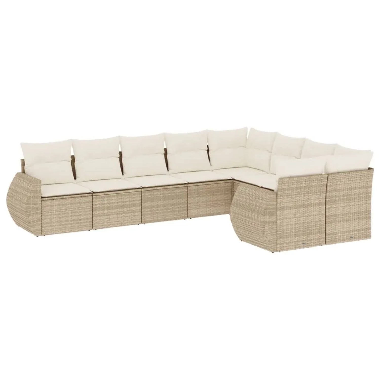 vidaXL 9-Tlg Garten-Sofagarnitur mit Kissen Beige Poly Rattan 3221837