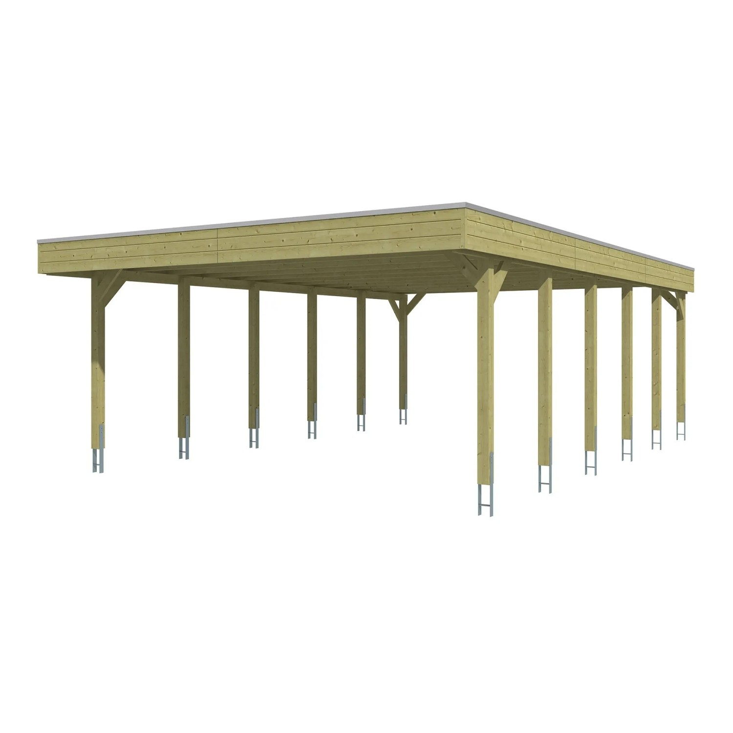 Skan Holz Carport Friesland mit Stahl-Dachplatten 546 cm x 860 cm Grün