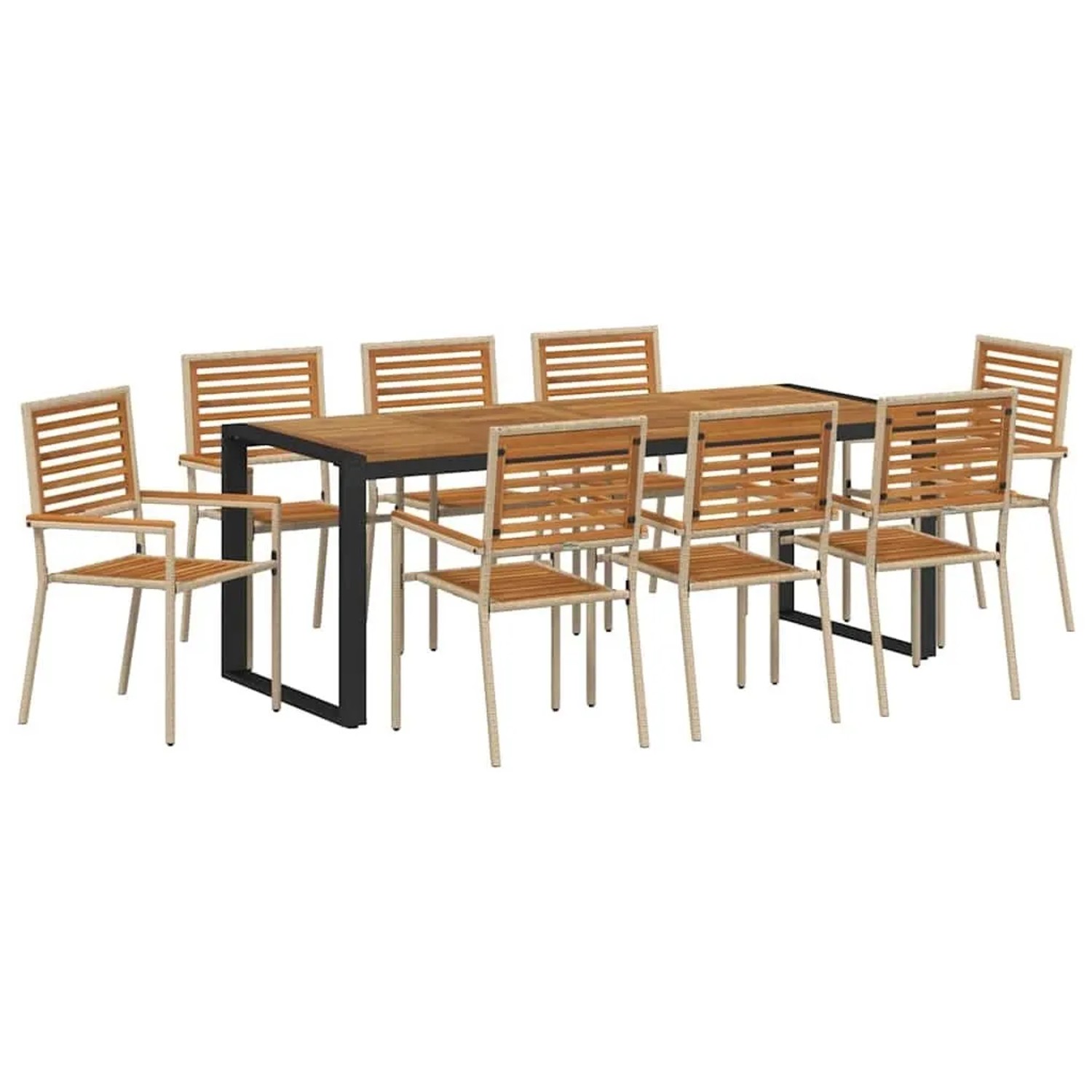 vidaXL Garten Essgruppe 9-Tlg Beige Poly-Rattan 3365489 günstig online kaufen