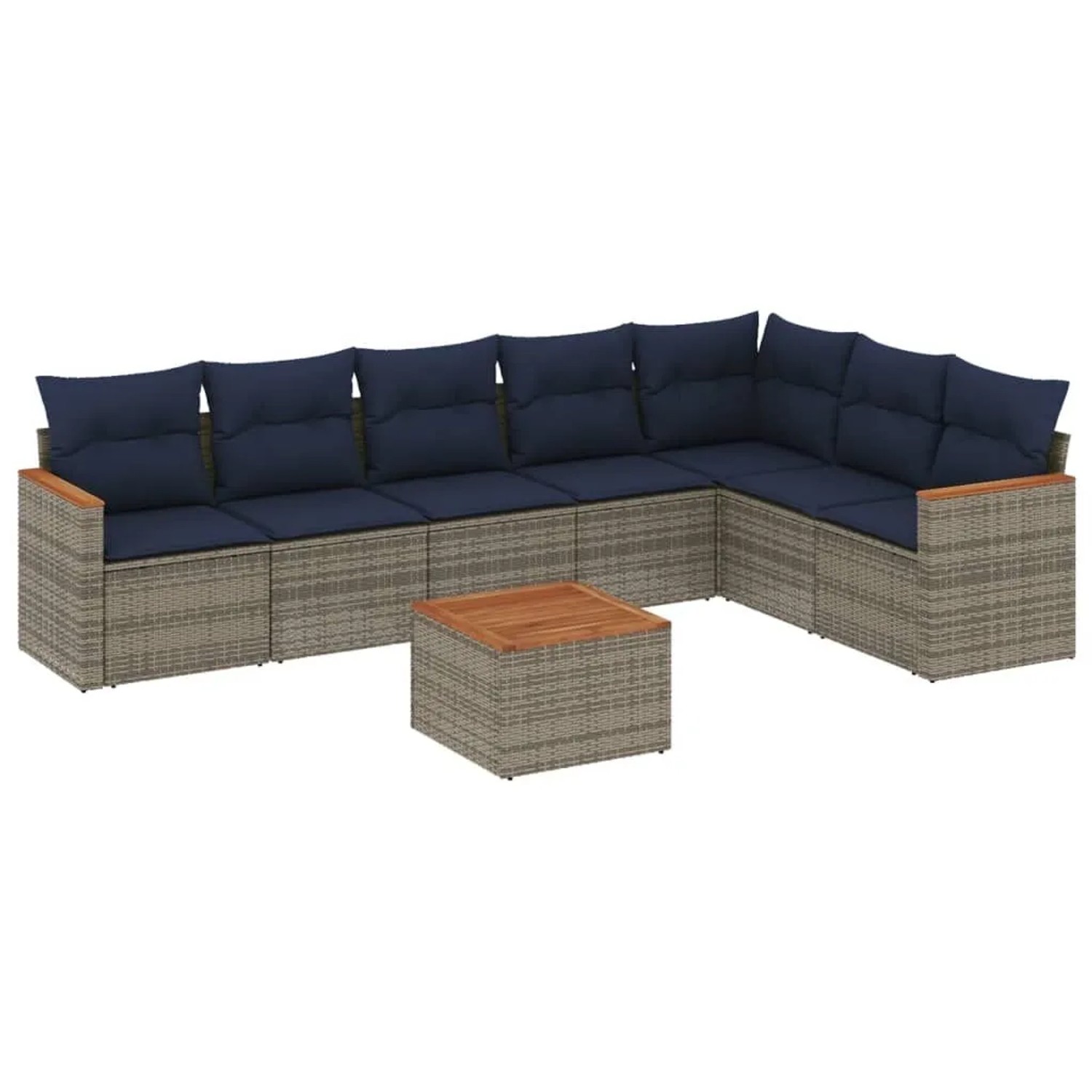 vidaXL 8-Tlg Gartensofa-Set mit Kissen Grau Polyrattan 3226040 günstig online kaufen