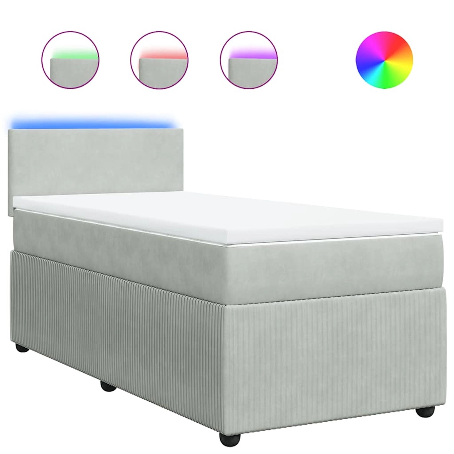 vidaXL Boxspringbett mit Matratze Hellgrau 80x200 cm Samt 3289884 günstig online kaufen