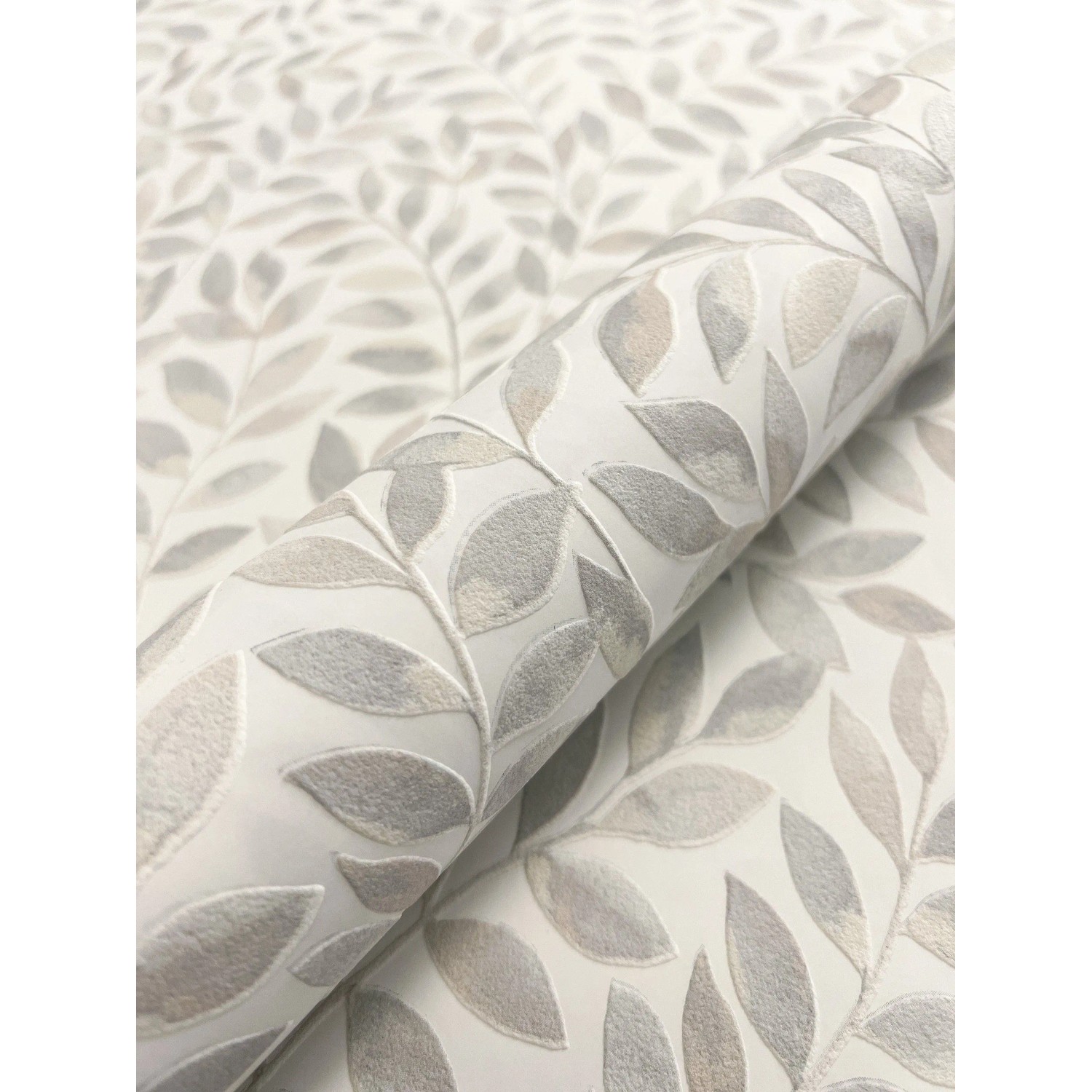 Newroom Vliestapete Ambra Grau Blätter Natur Strukturiert FSC® günstig online kaufen