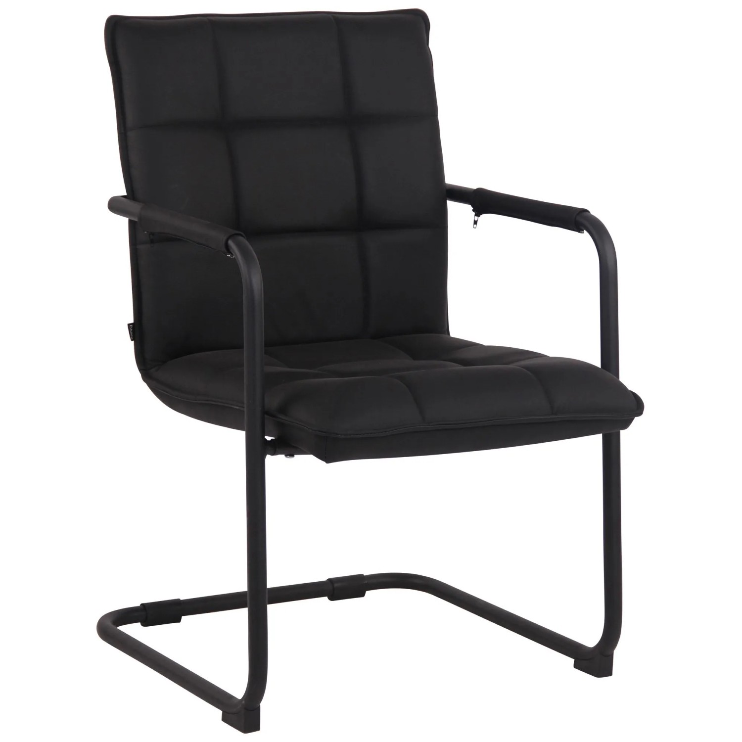 DELUKE Besucherstuhl TORINO Echtleder Schwarz 57x64x89cm Schwarz Konferenzstuhl Wartezimmerstuhl Bürostuhl